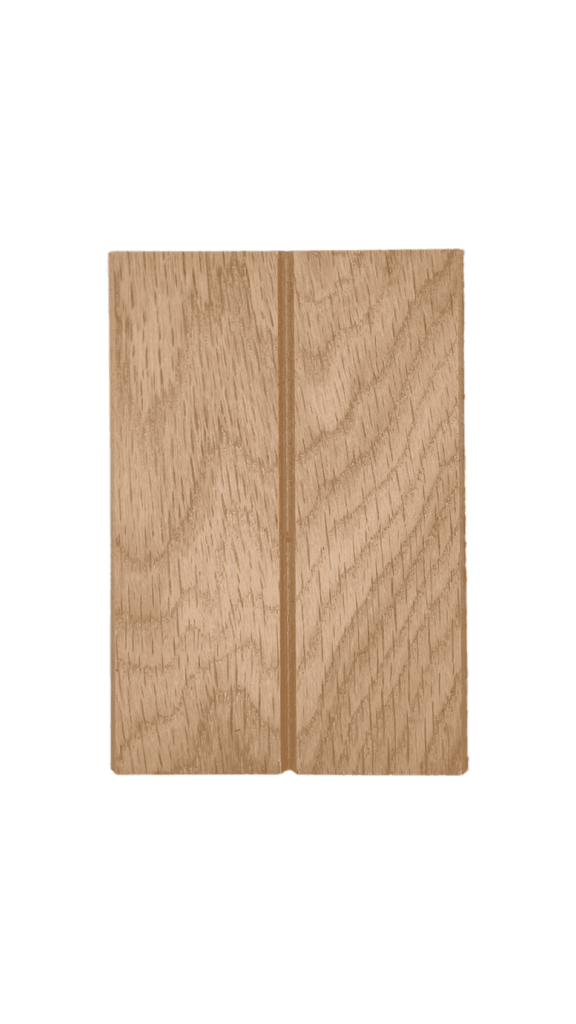 Light brown flexible wood tambour panel with a central vertical groove, displayed on a white background, ideal for modern interiors. | Custom tambour and architectural wood specialists