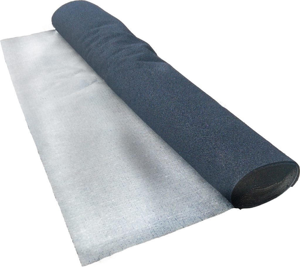 Roofing underlayment roll beside flexible wood tambour panels, ideal for versatile architectural wall or ceiling finishes. | Custom tambour and architectural wood specialists