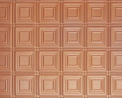 Copper-tone flexible tambour wall panels with raised concentric square designs and circular accents, ideal for modern interiors. | Custom tambour and architectural wood specialists Copper-tone flexible tambour wall panels with raised concentric square designs and circular accents, ideal for modern interiors. | Custom tambour and architectural wood specialists