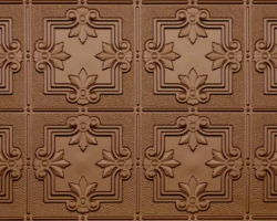 Embossed brown wall tiles with geometric and floral designs, paired with white oak tambour panels for an elegant, textured interior. | Custom tambour and architectural wood specialists Embossed brown wall tiles with geometric and floral designs, paired with white oak tambour panels for an elegant, textured interior. | Custom tambour and architectural wood specialists