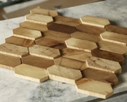 Forest Elements Mosaic Wood Wall Tiles: Stereo Honeycomb Close Up Image Forest Elements Mosaic Wood Wall Tiles: Stereo Honeycomb Close Up Image