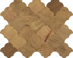 Forest Elements Geometric Scallop Pattern Wood Mosaic Wall Tiles Forest Elements Geometric Scallop Pattern Wood Mosaic Wall Tiles