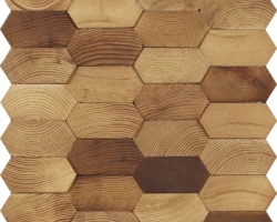 Forest Elements Mosaic Wood Wall Tiles: Stereo Honeycomb Close Up Image Forest Elements Mosaic Wood Wall Tiles: Stereo Honeycomb Close Up Image