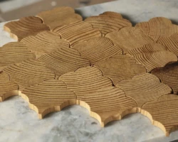 Forest Elements Geometric Scallop Pattern Wood Mosaic Wall Tiles Forest Elements Geometric Scallop Pattern Wood Mosaic Wall Tiles