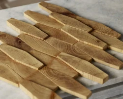 Forest Elements Stereo Long Hexagon Wood Mosaic Wall Tiles Slat Wood Forest Elements Stereo Long Hexagon Wood Mosaic Wall Tiles Slat Wood