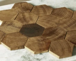 Forest Elements Geometric Standard Hexagon Mosaic Wood Wall Tiles: Geometric Standard Hexagon Forest Elements Geometric Standard Hexagon Mosaic Wood Wall Tiles: Geometric Standard Hexagon