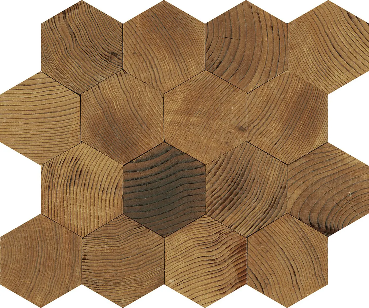 Forest Elements Geometric Standard Hexagon Mosaic Wood Wall Tiles: Geometric Standard Hexagon