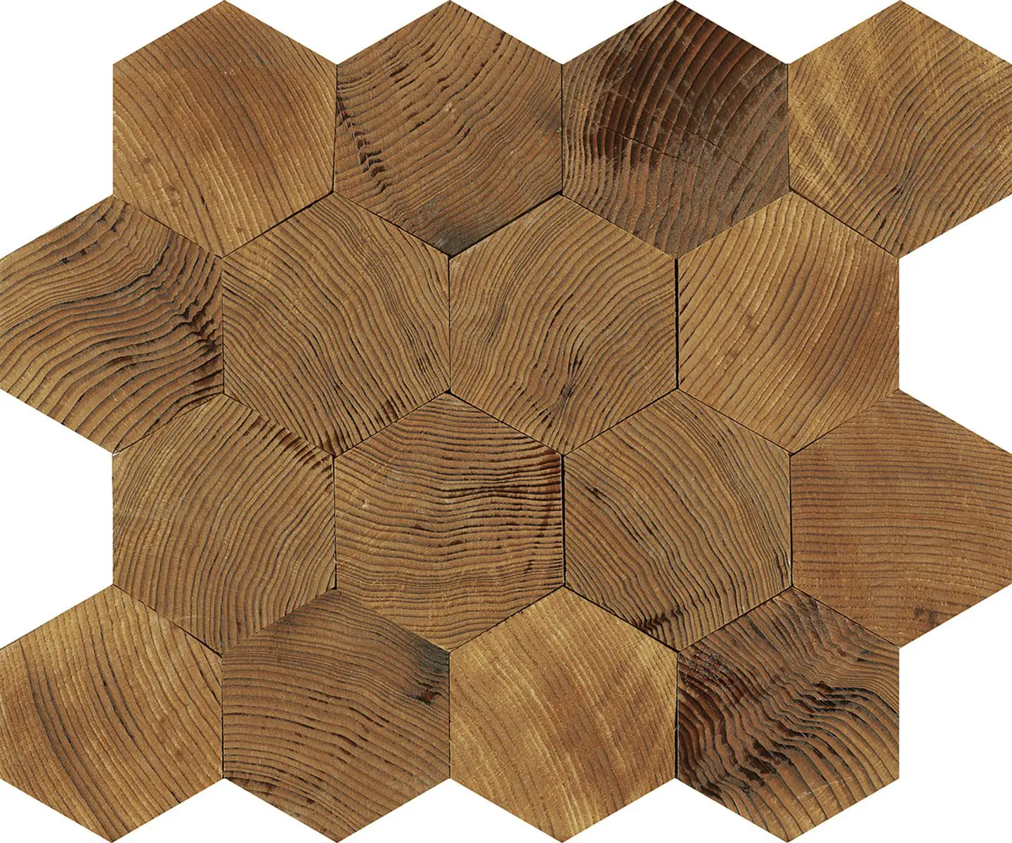 Forest Elements Geometric Standard Hexagon Mosaic Wood Wall Tiles: Geometric Standard Hexagon