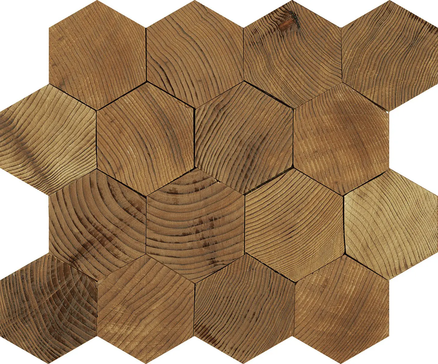 Forest Elements Geometric Standard Hexagon Mosaic Wood Wall Tiles: Geometric Standard Hexagon