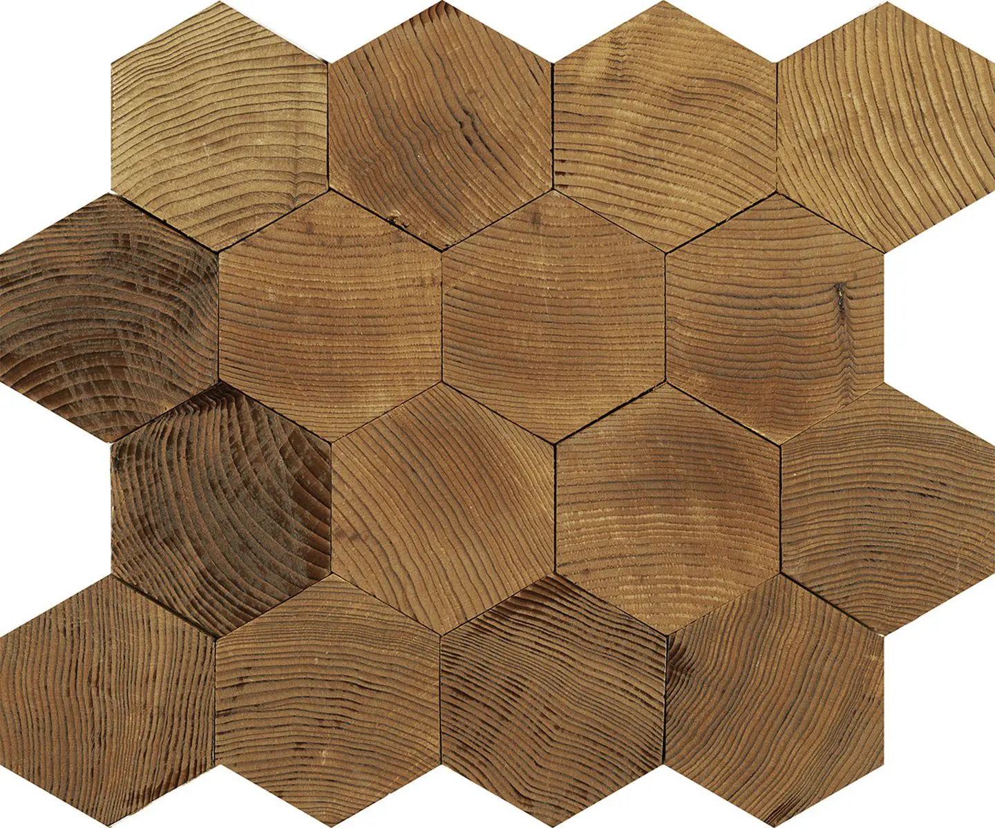 Forest Elements Geometric Standard Hexagon Mosaic Wood Wall Tiles: Geometric Standard Hexagon