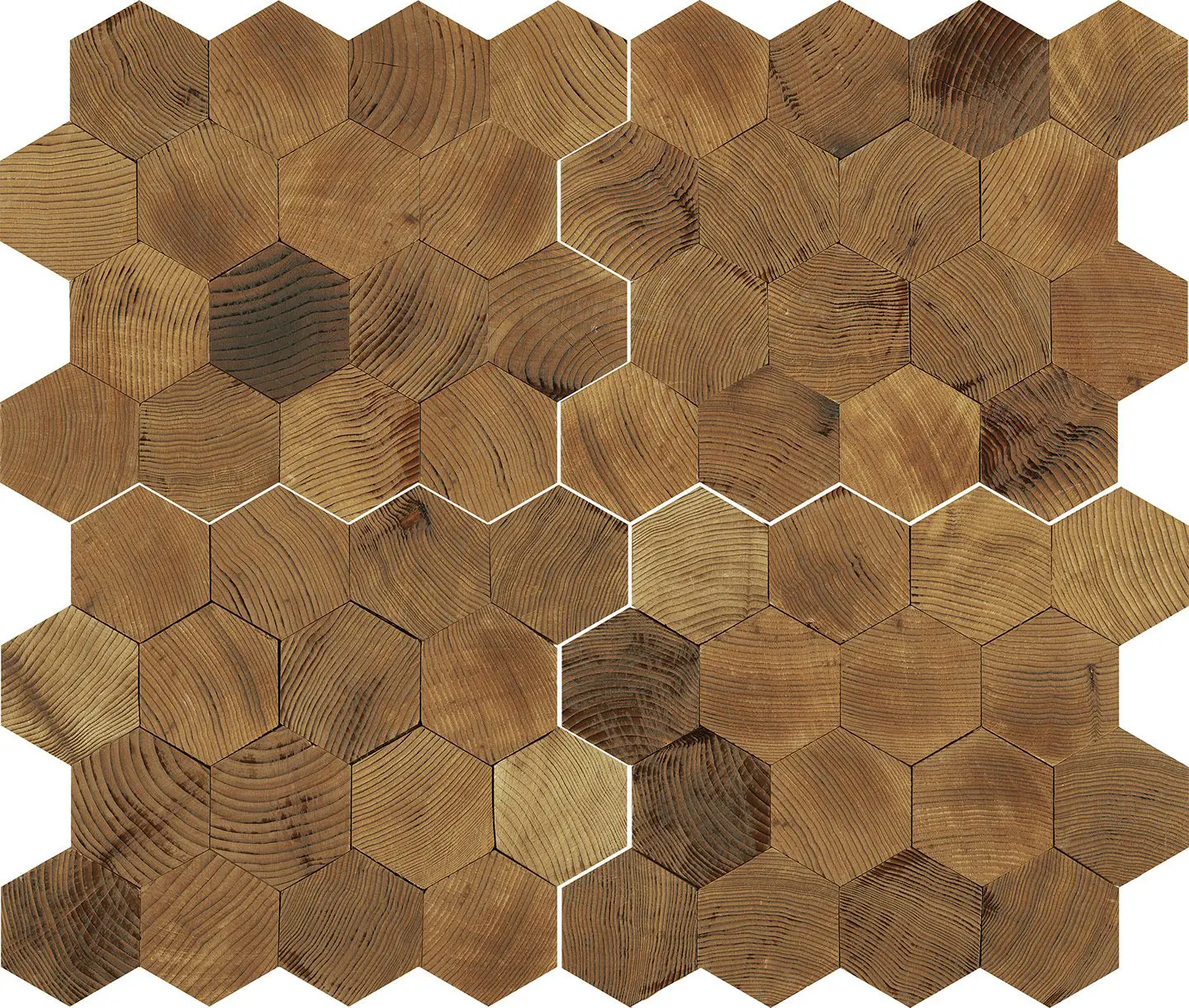 Forest Elements Geometric Standard Hexagon Mosaic Wood Wall Tiles: Geometric Standard Hexagon