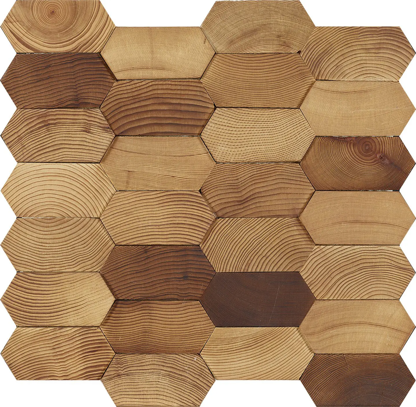 Forest Elements Mosaic Wood Wall Tiles: Stereo Honeycomb close up image