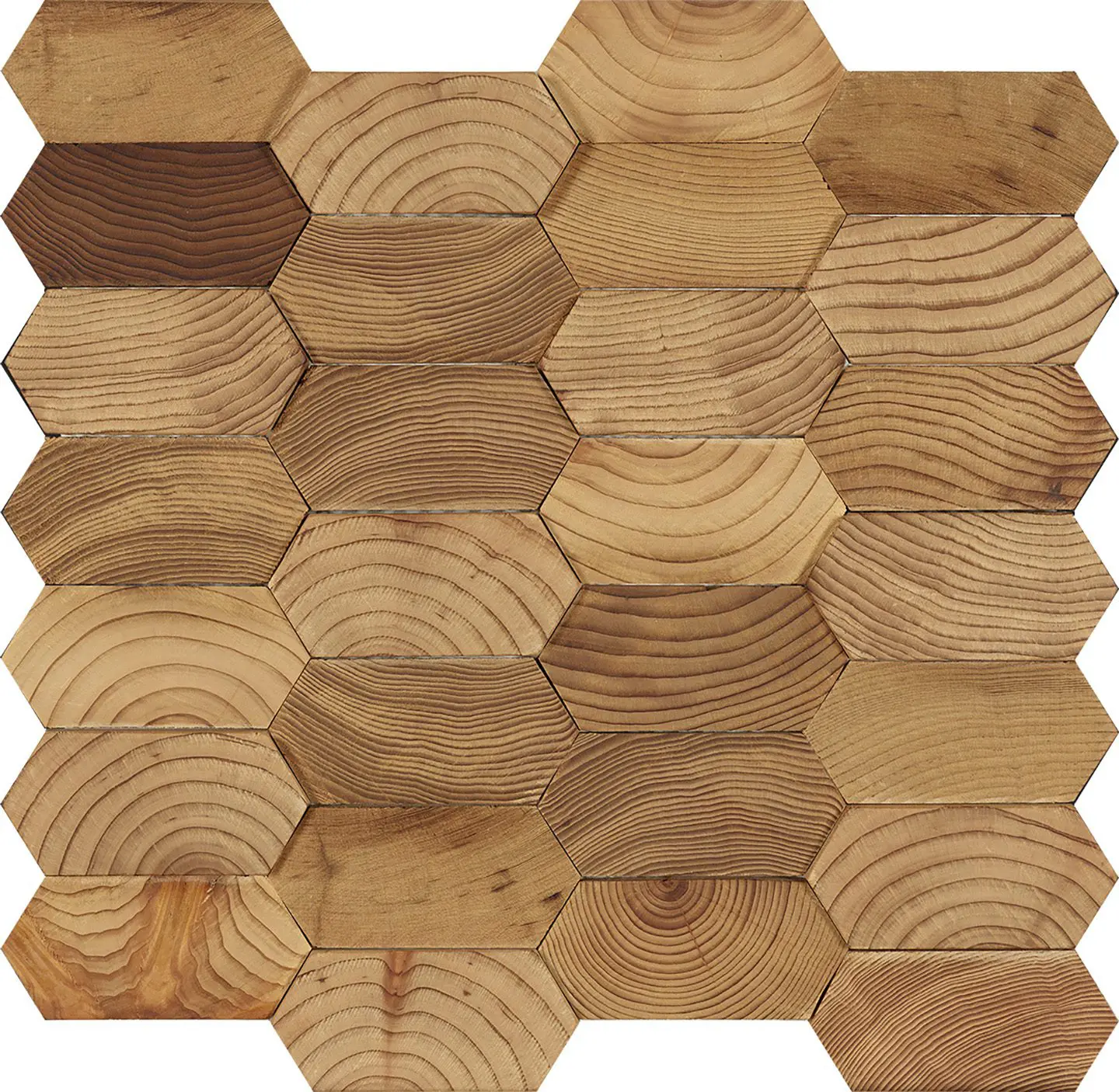 Forest Elements Mosaic Wood Wall Tiles: Stereo Honeycomb close up image