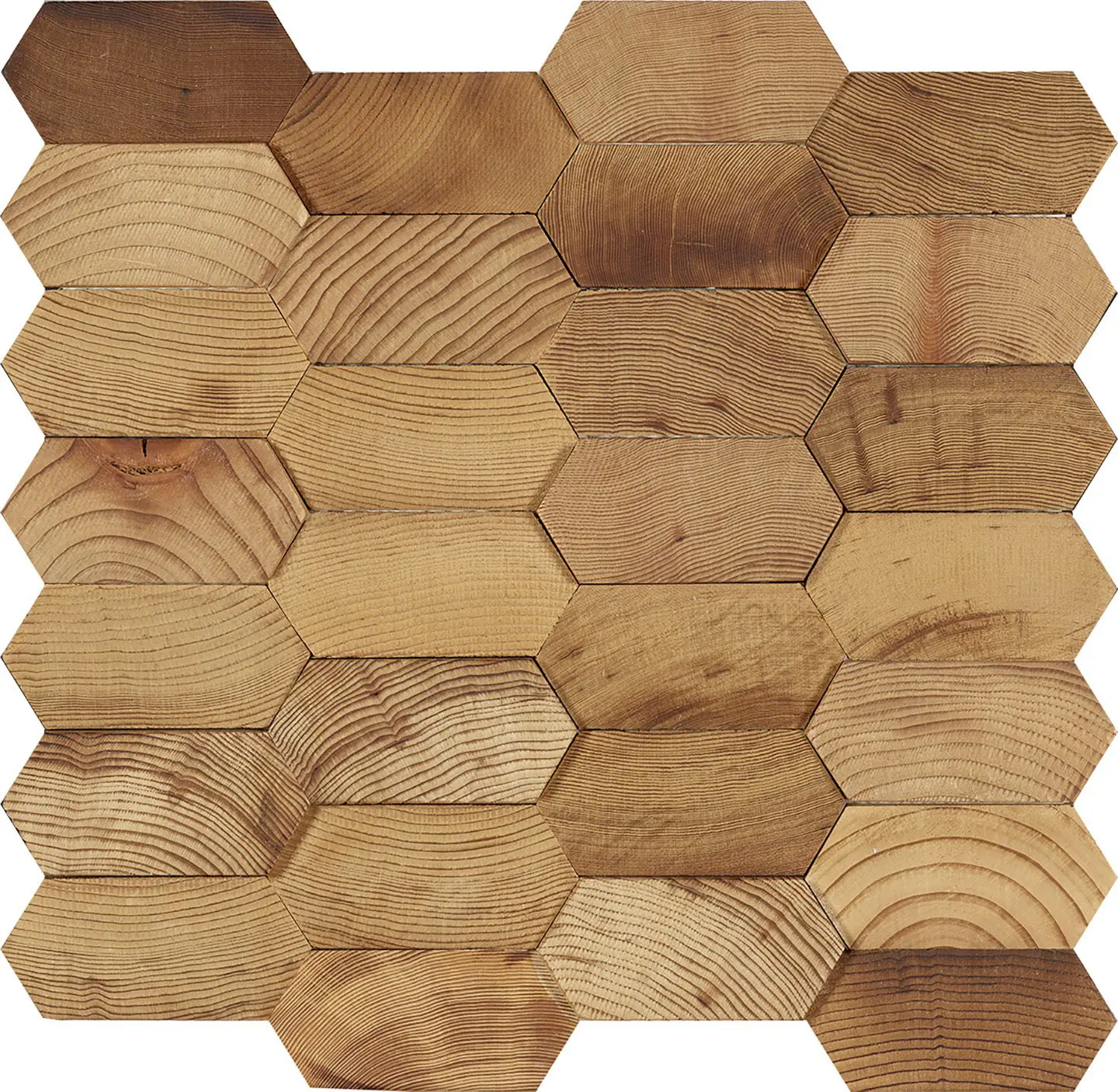 Forest Elements Mosaic Wood Wall Tiles: Stereo Honeycomb close up image