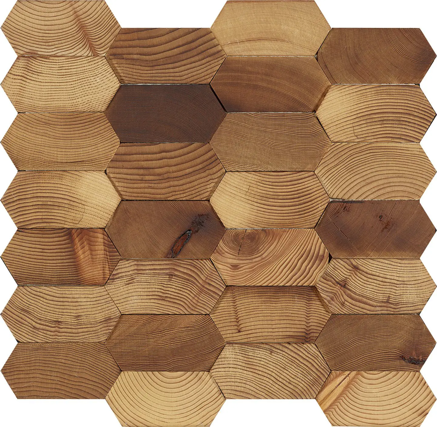 Forest Elements Mosaic Wood Wall Tiles: Stereo Honeycomb close up image