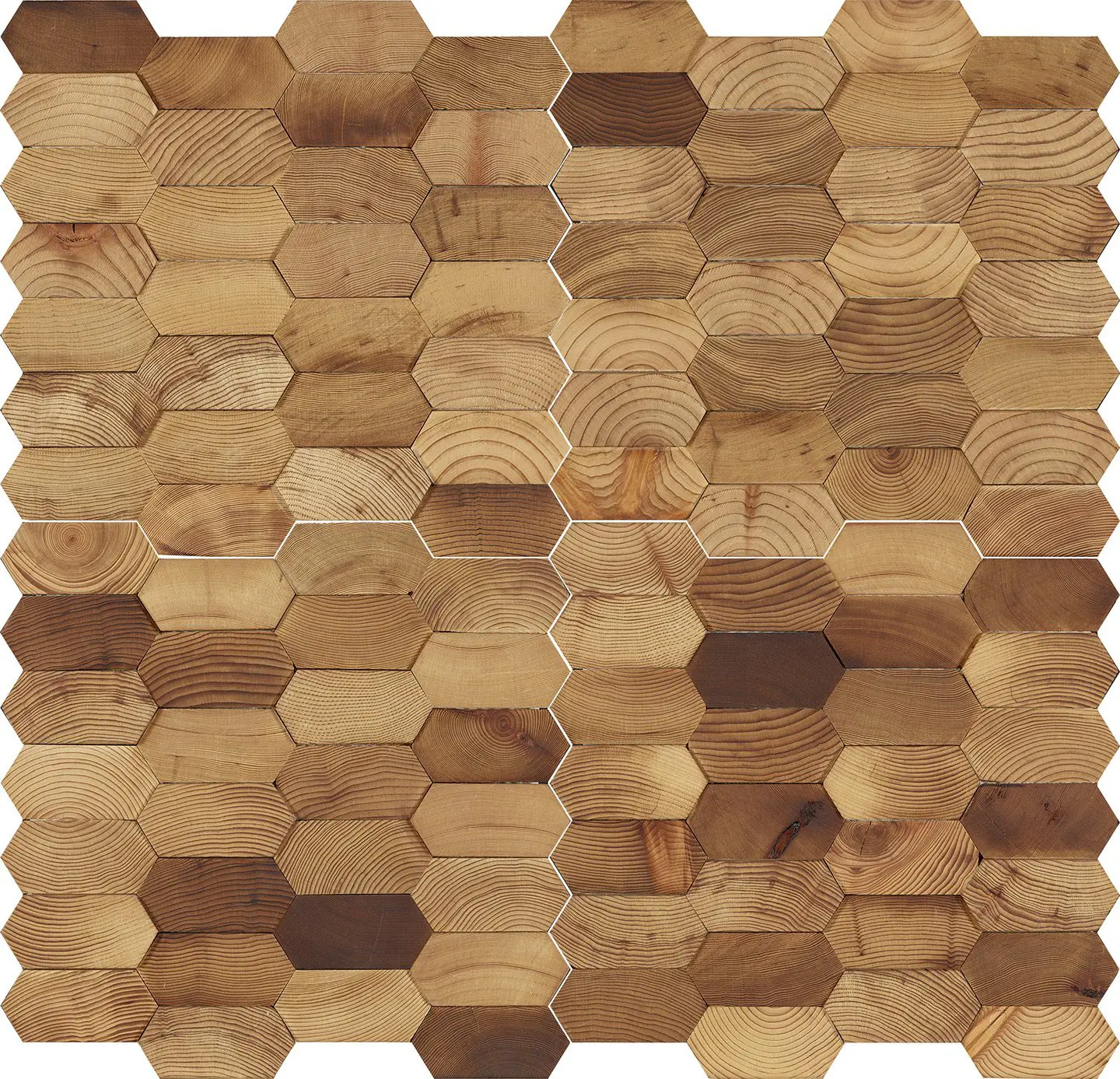 Forest Elements Mosaic Wood Wall Tiles: Stereo Honeycomb close up image