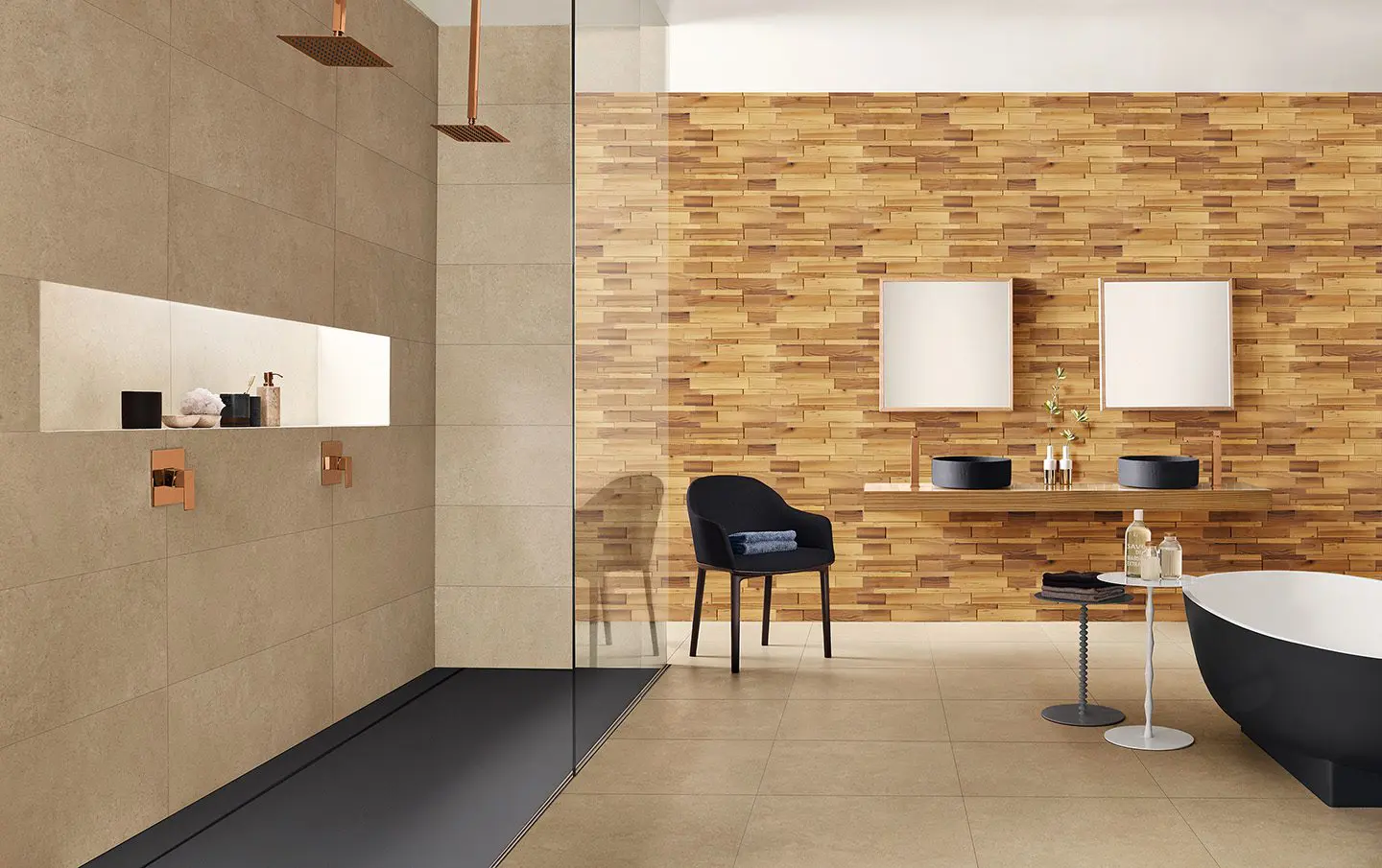 wood wall ideas, living room, Forest Elements Stereo Linear Wood Mosaic Wall Tiles - Slat Wood