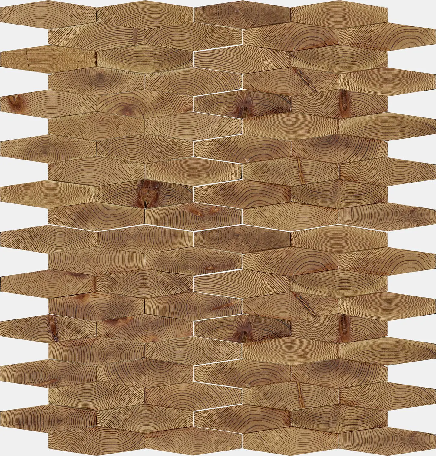 Forest Elements Stereo Long Hexagon Wood Mosaic Wall Tiles - Slat Wood