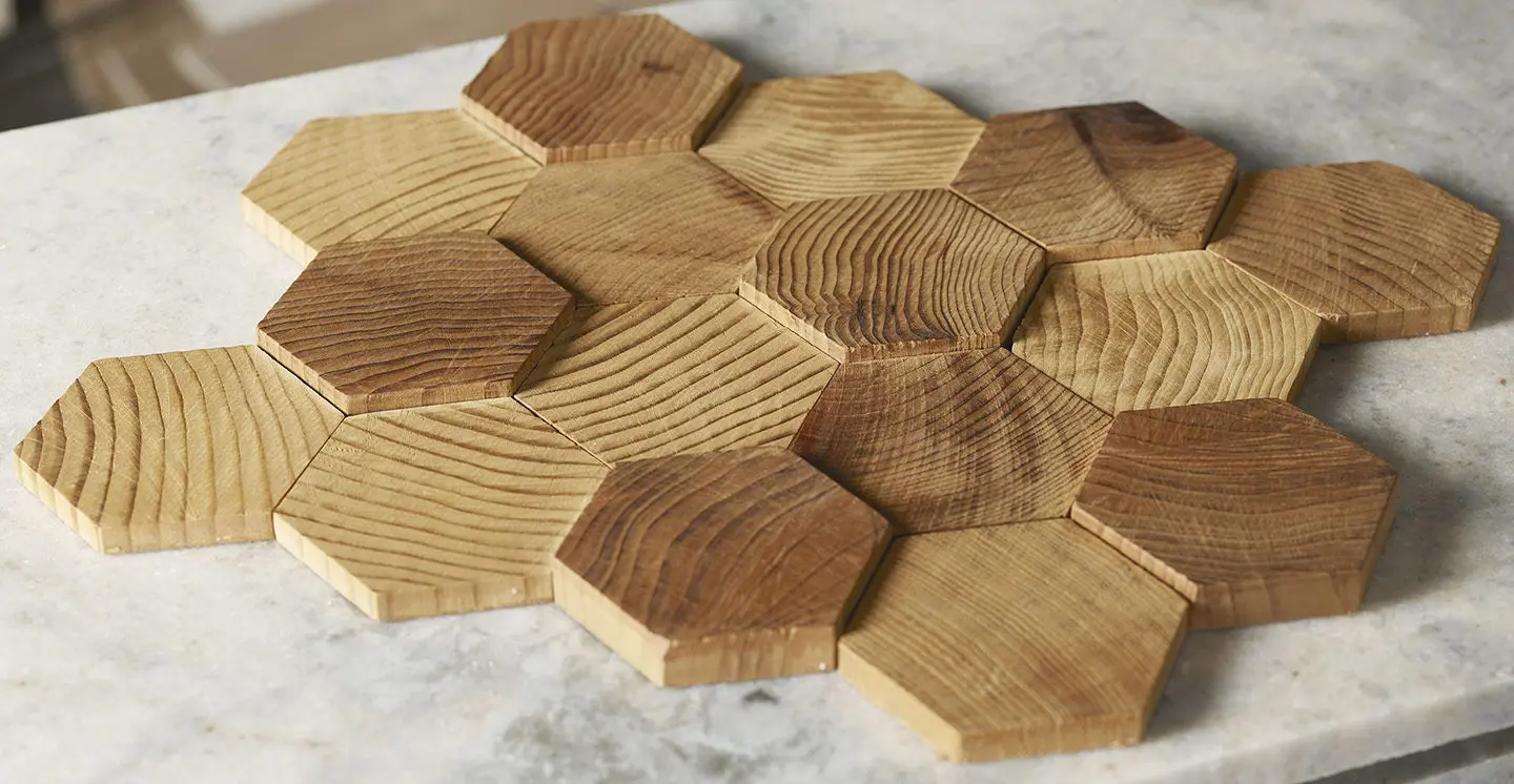 Forest Elements Stereo Standard Hexagon Mosaic Wood Wall Tiles: Stereo Standard Hexagon