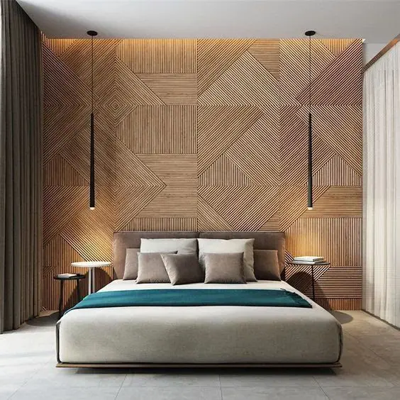 A unique and creative way to utilize tambour (wood slat wall) in a residential setting!